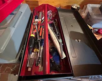 Vintage Craftsman Metal Toolbox with Assorted Tools
