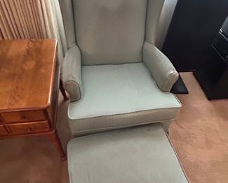 Wingback Armchair with Ottoman