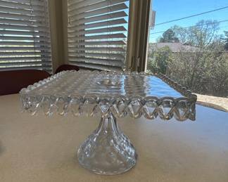 Fostoria American Clear Glass Square Cake Stand