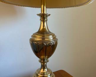 Vintage Stiffel Brass Urn Table Lamp with Pleated Shade