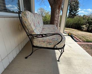 Vintage Meadowcraft Wrought Iron Patio Set with Floral Upholstery
