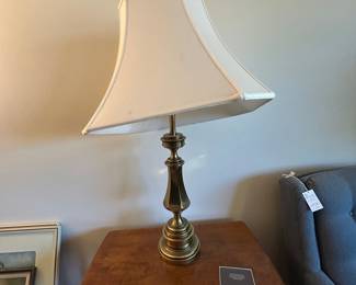 Vintage Brass Table Lamp with White Fabric Shade - Ethan Allen