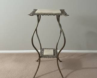 Vintage Ornate Brass and Onyx Plant Stand