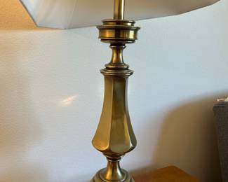 Vintage Brass Table Lamp with White Fabric Shade - Ethan Allen