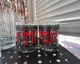 Set of 2 "Summer" Stained Glass Tumblers by Houze