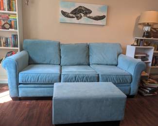 Turquoise Sofa & Ottoman