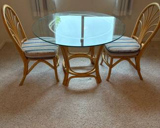 f Patio Table Set with 2 Chairs Featuring 42Inch Glass Top