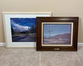 a Framed Landscape Art Prints Featuring Canadian Mountains and Taos, New Mexico