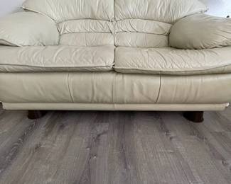 f Cream Color Leather Loveseat by Lorusso