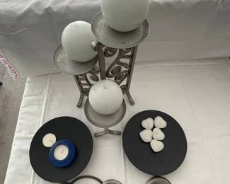 d Metal Candle Stand with Round White Tealight Candles