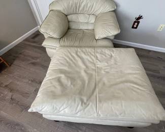 f Cream Color Chair and Ottoman by Lorusso with Cushioned Comfort