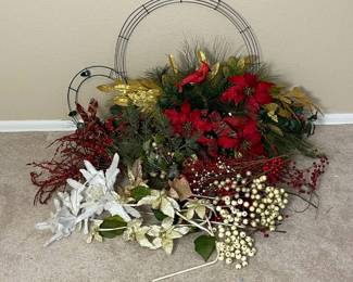h Christmas Mantle Centerpiece, Banner Garland, and DIY Christmas Wreath Kit with Decorative Florals