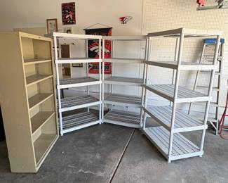 zz Set of 4 Shelving Units  3 Plastic and 1 Metal