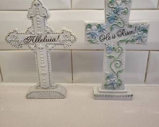 h Decorative White Easter Crosses with Inspirational Inscriptions