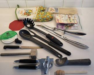 k Kitchen Accessories and Tools Set Including Henckels, Kitchen Aid, and Calphalon