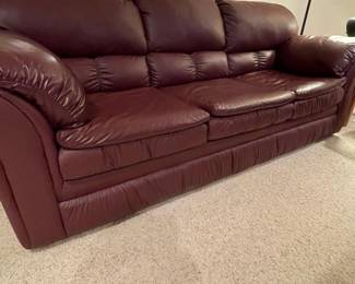 f Red Leather Sofa  Spacious and Comfortable