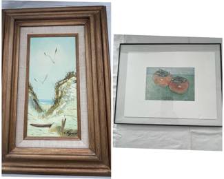 a Framed Pictures Featuring Coastal Landscape and Still Life Art