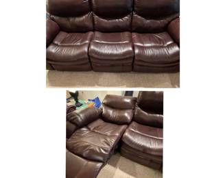 f Contemporary Brown Leather Power Reclining Sofa