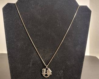 zz Vintage Sterling Silver Pendant Necklace Featuring Twin House Design