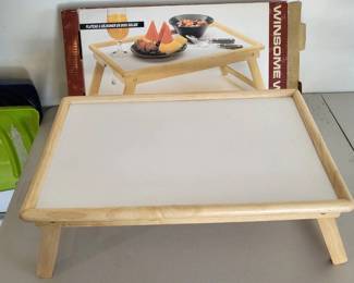 k Winsome Wood Folding Breakfast Tray Table with White Tray Surface
