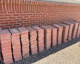 g Lot of Approx. 250 Red Patio Pavers  Edging Pieces