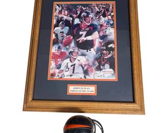c Limited Edition John Elway Through The Years Tribute Series with Denver Broncos Mini Helmet