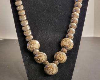 zz Vintage Sterling Silver Navajo Style Beaded Kokopeli Necklace