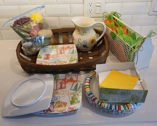 k Floral Ceramic Pitcher with VintageInspired Tableware and Decorative Storage Baskets Set