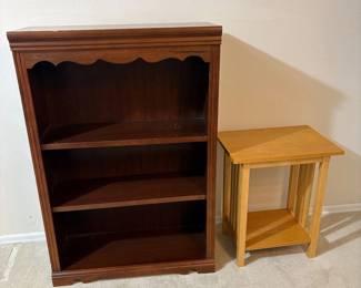 f Wooden Bookshelf and Side Table Set with Distinctive Designs