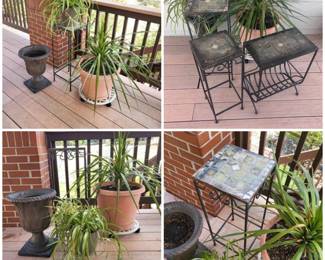 zz Decorative Mosaic Tile Plant Stands, Potted Plants, Plant Urn, and Plant Base on Wheels
