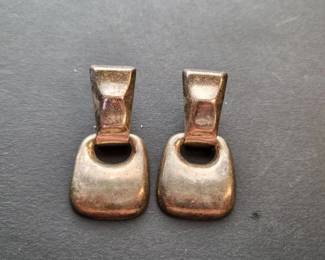 zz Vintage Sterling Silver Taxco Earrings with Geometric Design