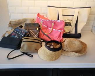 c Designer and Casual Handbags with Straw Hats