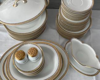k 52Piece Haviland Limoges Porcelain Dinnerware Set with Gold Trim