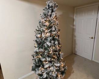 h Flocked Christmas Tree with White Lights and Storage Bag