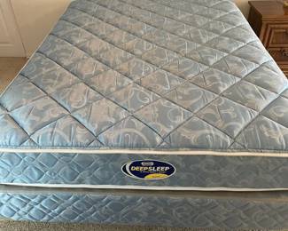 f Queen Bed Frame with Simmons DeepSleep Mattress and Box Springs