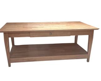 f Solid Pine Coffee Table with Lower Shelf