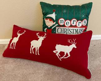 h Decorative Christmas Pillows Set Featuring Reindeer and Elf