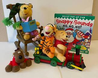 h Winnie the Pooh Holiday Plush Set with Rocking Chair and Train plus Snappy Sounds PopUp Book