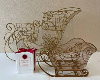 h Decorative Gold Wire Sleigh Baskets 2, The Broadmoor Colorado Frosted Pine Candle