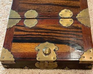 d Tabletop Shaving Mirror Box with Brass Accents