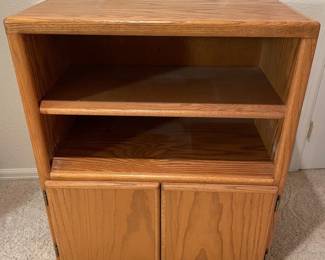 f Oak TV Stand with Storage Cabinet