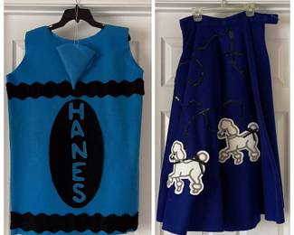 zz Handmade Blue Felt Crayon Costume and Poodle Skirt Costume