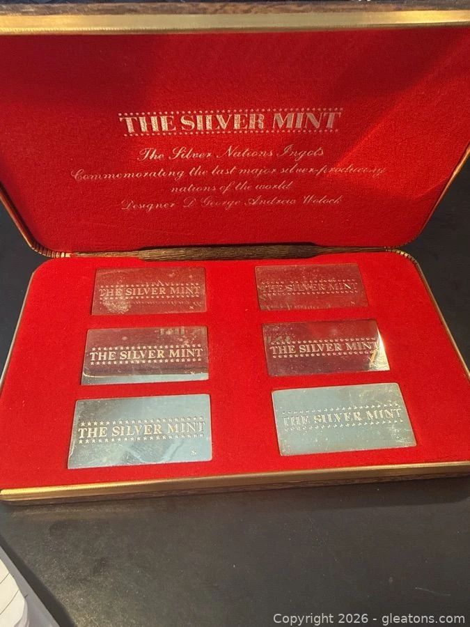 Six 20 Gram Silver Nations Ingots