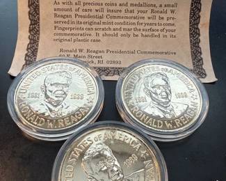 Three Ron W Reagan Commemorative Coins