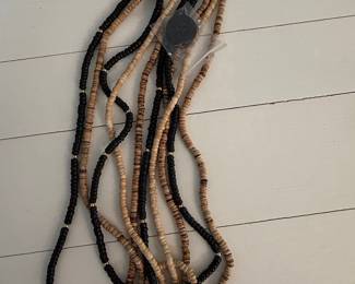 Multi-Strand Coconut Shell Heishi Necklace with Button Accent