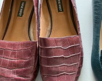 Nine West Croc Embossed Pointed Toe Flats