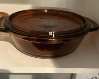 Anchor Hocking Fire King Amber Glass Casserole Dish with Lid