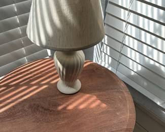 Ribbed Ceramic Table Lamp with Fabric Shade