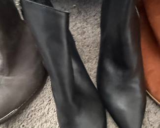 Marc Fisher Black Pointed-Toe Ankle Boots with Side Zipper