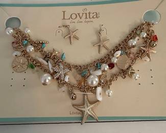 Lovita "Live, Love, Inspire" Beach Charm Necklace and Earring Set
